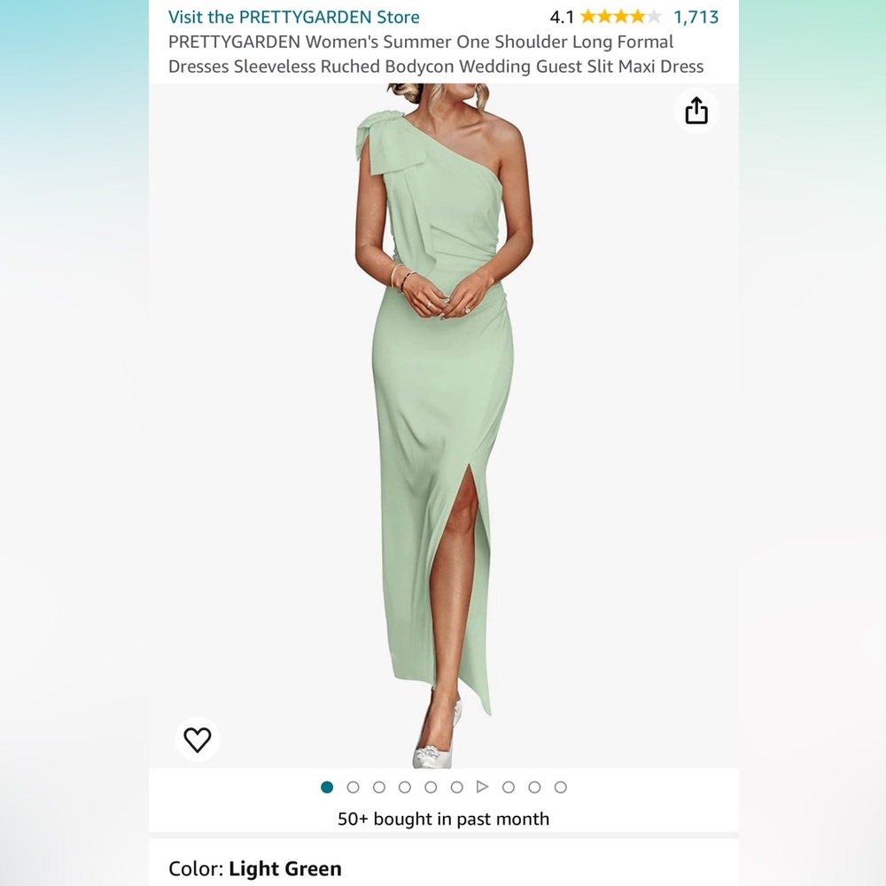 PRETTYGARDEN Women's Summer One Shoulder Long Formal Dress- light green